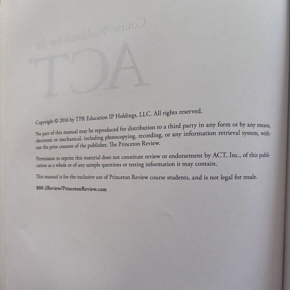 The Princeton Review Course Workbook For ACT Version 9 Science Reading Math etc - Picture 6 of 8